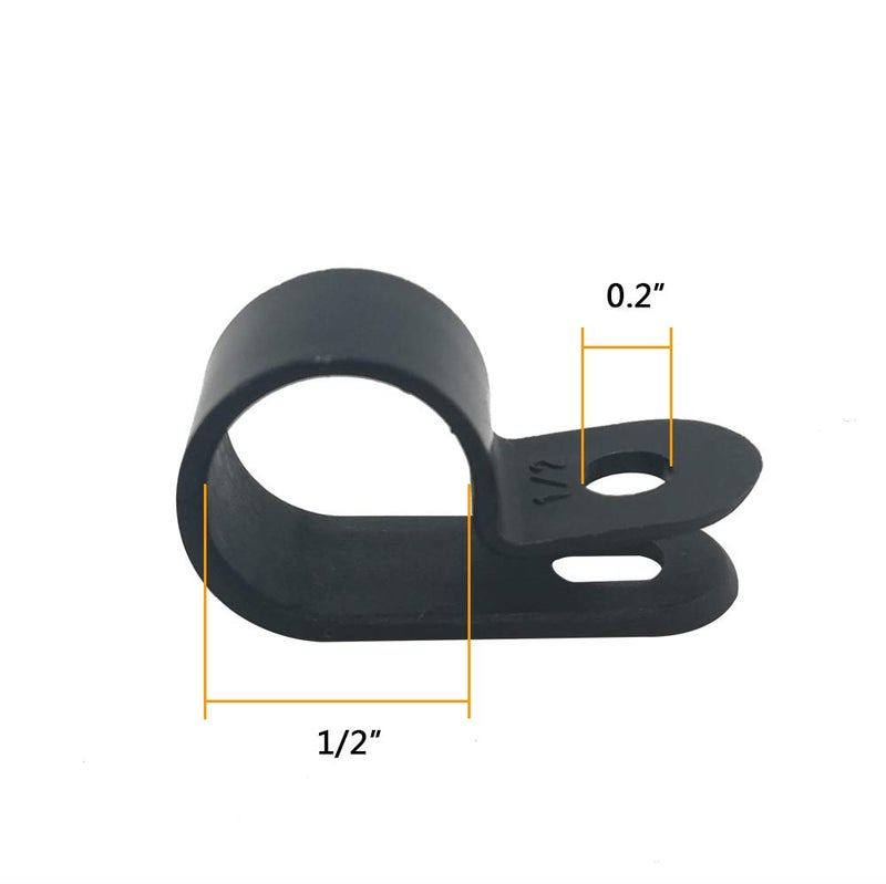 Alamic Cable Clamp R-Type Cable Clip Wire Clamp 1/2" Nylon Screw Mounting Cord Fastener Clips with Screws for Wire Management - 50 Pcs Cable Clamps + 50 Pcs Screws - Image 2